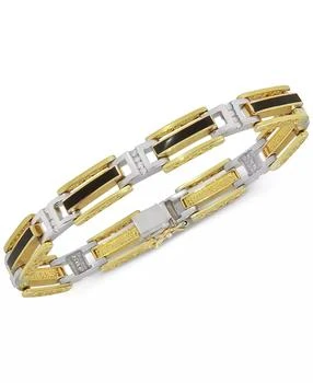 Macy's | Men's Onyx and Diamond (1/2 ct. t.w.) Bracelet in 10k Yellow & White Gold,商家Macy's,价格¥17992