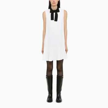 RED Valentino | Ivory-coloured dress with bow on the neckline商品图片,