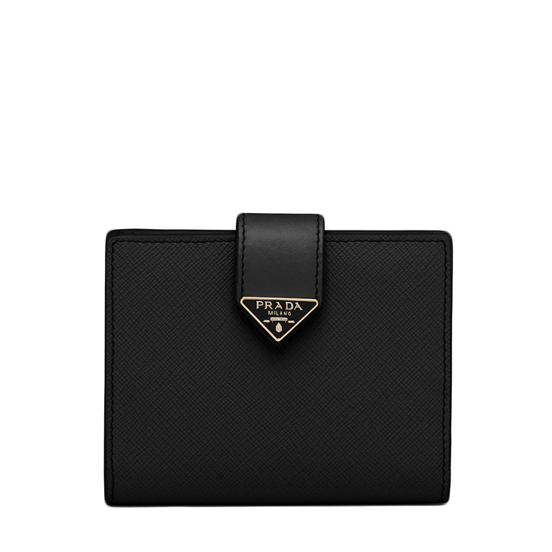 Prada | PRADA/普拉达 22春夏新款 女士小号黑色皮革三角珐琅金扣钱包1MV204_2DYG_F0002商品图片,8折×额外9.5折, 包邮包税, 额外九五折