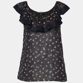 推荐RED Valentino Black Floral Printed Cotton Sleeveless Top M商品