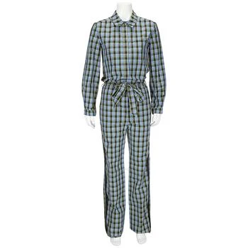 Burberry | Burberry Ladies Azure Blue Lampton Check Tie Waist Jumpsuit, Brand Size 8 (US Size 6) 4折, 满$200减$10, 独家减免邮费, 满减