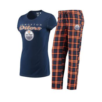 Women's Navy, Orange Edmonton Oilers Lodge T-Shirt & Pants Sleep Set,价格$44.99