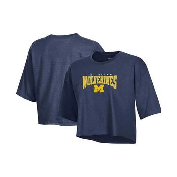CHAMPION | Women's Heather Navy Michigan Wolverines Boyfriend Cropped T-shirt 
