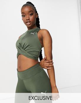 product Puma Training knot front tank top in thyme exclusive to ASOS image