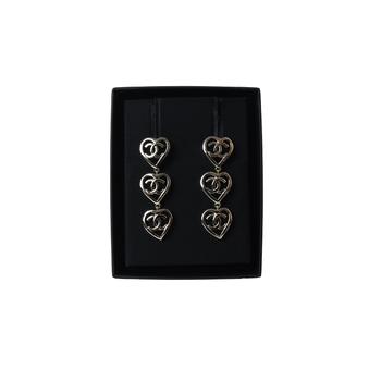 Chanel | Chanel Triple Heart Shape CC Logo Earrings Gold商品图片,额外9.5折, 额外九五折