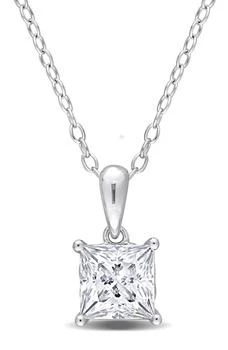 DELMAR | Sterling Silver Princess Cut Lab Created Moissanite Pendant Necklace,商家Nordstrom Rack,价格¥930