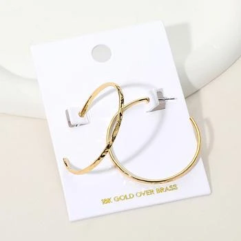 FASHNZFAB | 18K Gold Over Brass Hammered Skinny Hoop Earrings - Gold,商家Premium Outlets,价格¥195