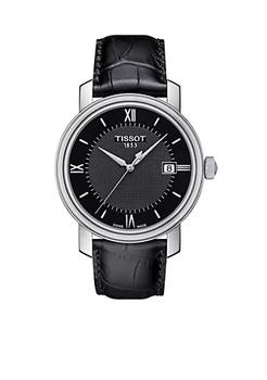 手表天梭新款, Tissot | Men's Bridgeport Quartz Black Leather Watch商品图片 5折