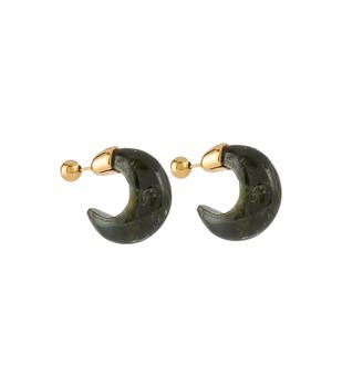 推荐Donut 18kt gold vermeil and jade hoop earrings商品
