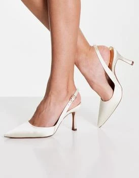 推荐ASOS DESIGN Samber slingback stiletto heels in ivory商品