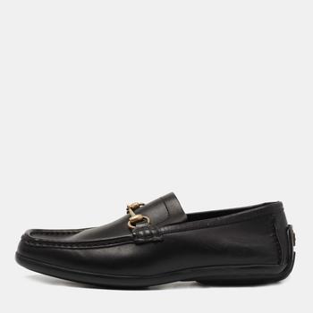 推荐Gucci Black Leather Horsebit Slip On Loafers Size 42商品