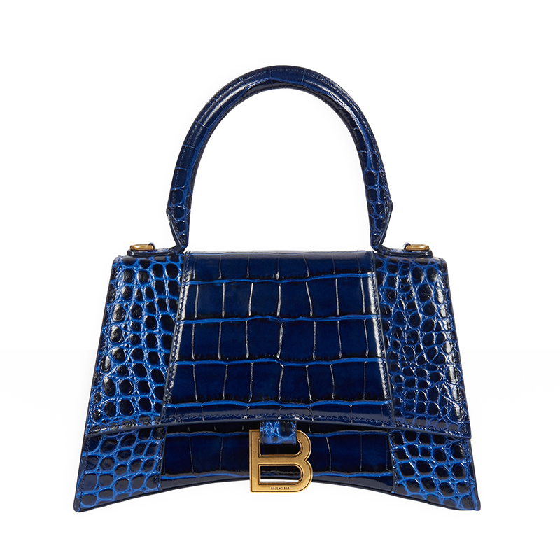 巴黎世家沙漏包, Balenciaga | Balenciaga/巴黎世家 经典HOURGLASS 系列 蓝色鳄鱼压纹小牛皮小号斜挎单肩沙漏包商品图片 7.4折, 包邮包税