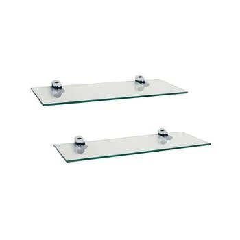 Danya B | Set of 2 Glass Floating Shelves with Chrome Brackets 16" x 6",商家Macy's,价格¥494