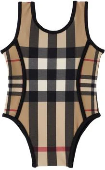 Burberry | 驼色 Vintage Check 婴儿连体泳衣 