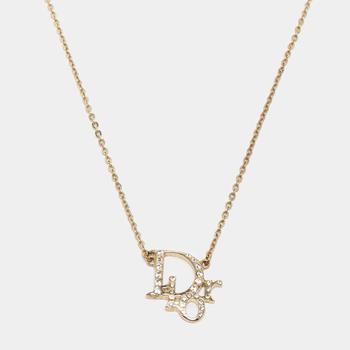 [二手商品] Dior | Dior Oblique Crystal Gold Tone Necklace商品图片,8.7折