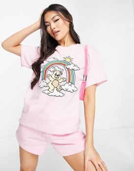 推荐New Love Club oversized t-shirt with cute bear print in pink商品