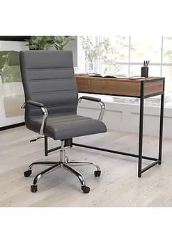 商品Merrick Lane Milano Contemporary High-Back Gray Faux Leather Home Office Chair with Padded Chrome Arms,商家Belk,价格¥1281图片