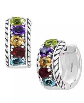 Effy | EFFY® Multi-Gemstone Small Huggie Hoop Earrings (1-7/8 ct. t.w.) in Sterling Silver,商家Macy's,价格¥836