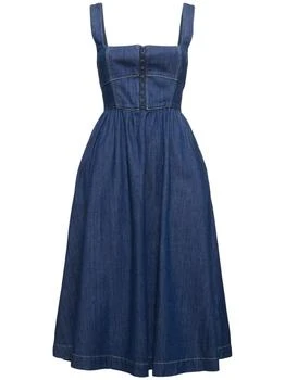 Reformation | Tagliatelle Denim Bustier Midi Dress,商家LUISAVIAROMA,价格¥1518