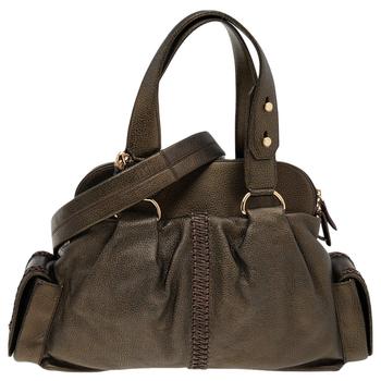 加拿大bvlgari包, [二手商品] BVLGARI | Bvlgari Metallic Dark Brown Leather Leoni Satchel商品图片 4.3折