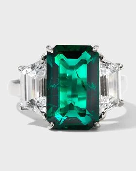 Fantasia by DeSerio | Emerald-Cut Center with Trapezoid Sides Ring, Size 6-8, Emerald,商家Neiman Marcus,价格¥14101