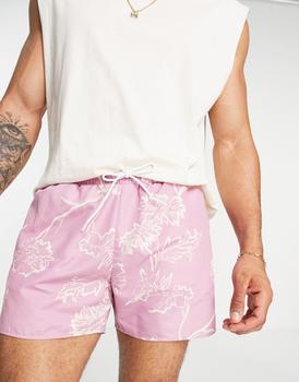 product Topman floral swim shorts in pink image
