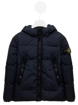 Stone Island Junior | Stone Island Junior Blue Quilted Nylon Down Jacket With Logo Stone Island Kids Boy商品图片,8.1折