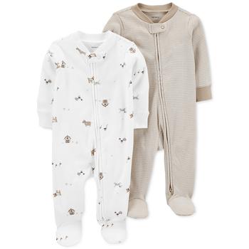 Carter's | Baby Boys or Baby Girls Two Way Zip Footed Coveralls, Pack of 2商品图片,5折