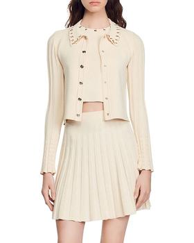 sandro开衫, Sandro | Aura Grommet Collar Cardigan商品图片 独家减免邮费