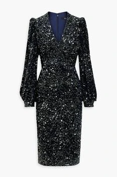 Badgley Mischka | Sequined velvet dress 4.5折×额外8折x额外9.5折, 额外八折, 额外九五折