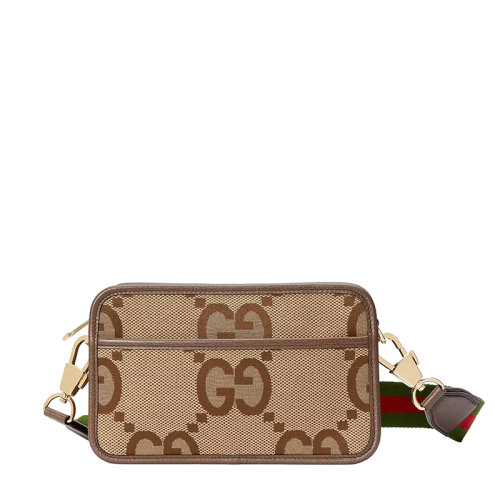 古驰女包, Gucci | GUCCI/古驰 22春夏新款 女士迷你驼色乌木色超级老花帆布红绿肩带单肩盒子包696075UKMDG2570商品图片 8折×额外9.5折, 包邮包税, 额外九五折