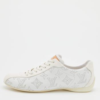 lv低帮鞋, [二手商品] Louis Vuitton | Louis Vuitton White Monogram Mahina Leather Low Top Sneakers Size 36商品图片 5.9折