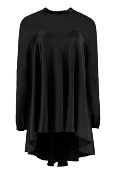 maxmara studio是什么牌子, Max Mara | Max Mara Studio Crewneck Long-Sleeved Satin Blouse商品图片 
