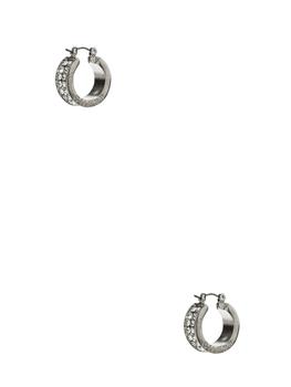 推荐Silver-Tone Rhinestone Logo Hoop Earrings商品