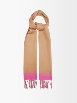 推荐Logo-jacquard bi-colour wool-blend twill scarf商品