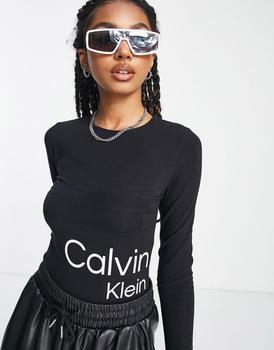 推荐Calvin Klein Jeans logo bodysuit in black商品