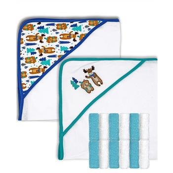 商品Baby Mode | Baby Boys Hooded Character Towel and Washcloth, 14 Piece Set,商家Macy's,价格¥231图片