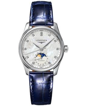 美国手表浪琴, Longines | Longines Master Collection Automatic 34mm Mother of Pearl Diamond Dial Leather Strap Women's Watch L2.409.4.87.0商品图片 7.4折