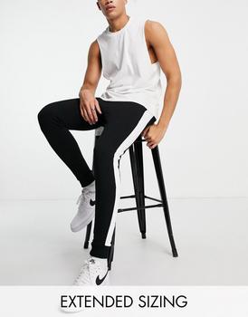 商品ASOS | ASOS DESIGN skinny joggers with side stripe in black,商家ASOS,价格¥111图片