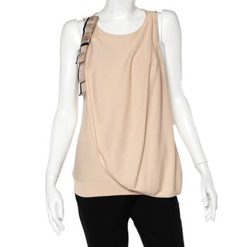 推荐Emporio Armani Beige Knit Overlay & Bow Detail Tank Top L商品