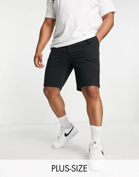推荐Calvin Klein Big & Tall garment dyed shorts with belt in black商品