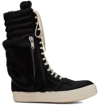 rick owens鞋, Rick Owens | Black Cargobasket Pony Hair Sneakers商品图片 额外8.5折, 额外八五折