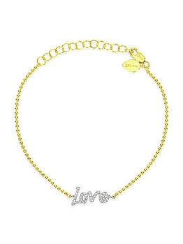 商品Love 14K Yellow Gold & 0.10 TCW Diamond Bead Chain Bracelet图片