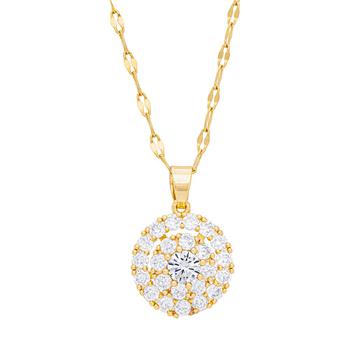 商品Macy's | Simulated Gemstone and Cubic Zirconia Spinner Pendant 18" Birthstone Necklace in 14K Gold Plate,商家Macy's,价格¥219图片
