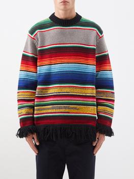 推荐Fringed striped wool sweater商品
