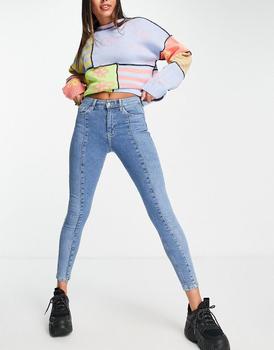 冬装topshop jamie, Topshop | Topshop panelled jamie jeans in mid blue商品图片 5.6折