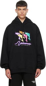 Vetements | 黑色棉质连帽衫商品图片,6.4折