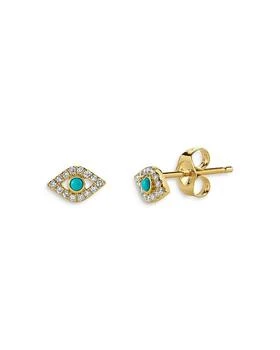 Sydney Evan | 14K Yellow Gold Small Bezel Evil Eye Stud Earring,商家Bloomingdale's,价格¥2530