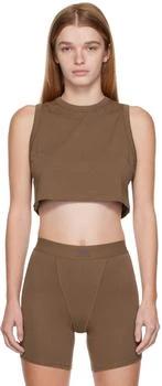 SKIMS | Brown SKIMS Boyfriend Sleep Crop Tank Top 7.4折