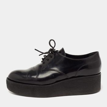 lv鞋, [二手商品] Louis Vuitton | Louis Vuitton Black Leather Lace Up Platform Oxfords Size 37.5商品图片 满1件减$100, 满减